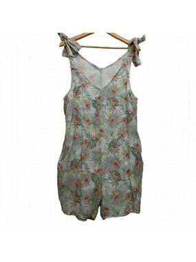 FRANCESCA Bettini shortall 100% linen Italy floral safari Large ecru green pink